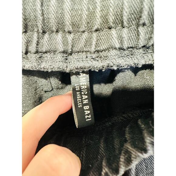 AMERICAN BAZI Black Washed Wide-Leg Cargo Style Drawstring Pants NWT size Small - Picture 7 of 14